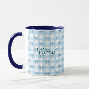 Caneca Laços Azuis Claros Personalizados & Coquette Xadre