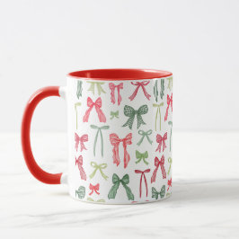 Caneca Laços de Natal Coquette – Vermelho e Verde