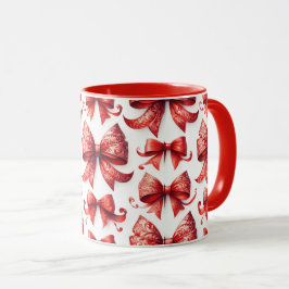 Caneca Laços de Natal Vermelhos