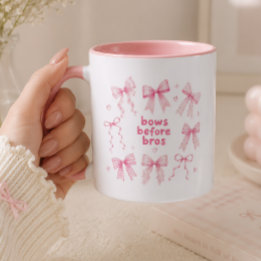 Caneca Laços Engraçados Antes dos Bros Presente Fofo Rosa