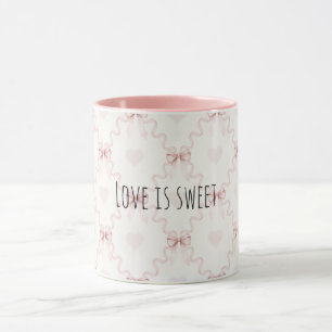 Caneca Laços Rosa Corações Doce Amor
