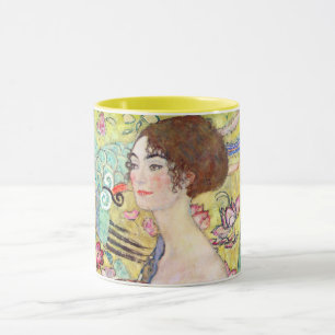 Caneca Lady with Fan por Gustav Klimt, Japonismo Vintage