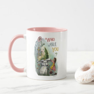 Caneca Lagarta rosa-branca em Alice na Arte Maravilha