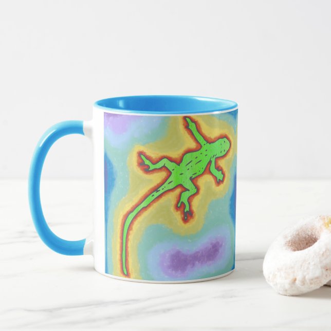 Caneca lagartixa verde limão (Com Donut)