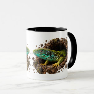 Caneca Lagarto Verde Esconderijo Rochoso Vida Selvagem