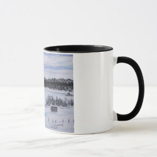 Caneca lago congelado NL Canadá cabine no lago