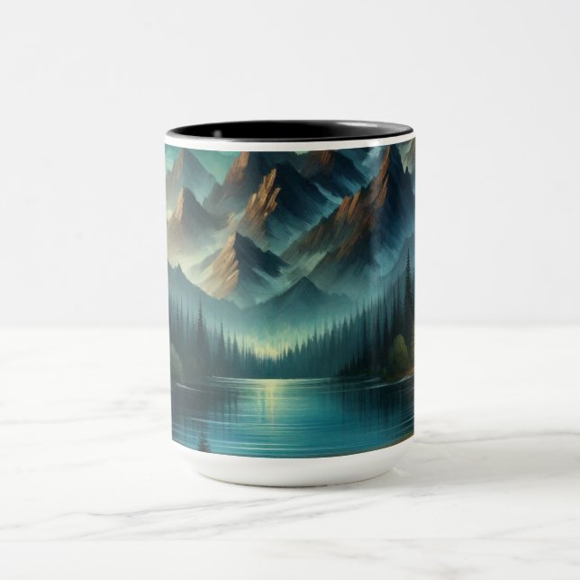 Caneca Lago de montanha/cabine sob as estrelas (Centro)