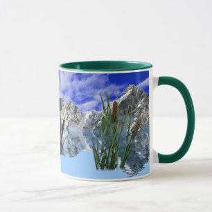 Caneca Lago de Wilderness com Montanhas e Bullrushes Mug