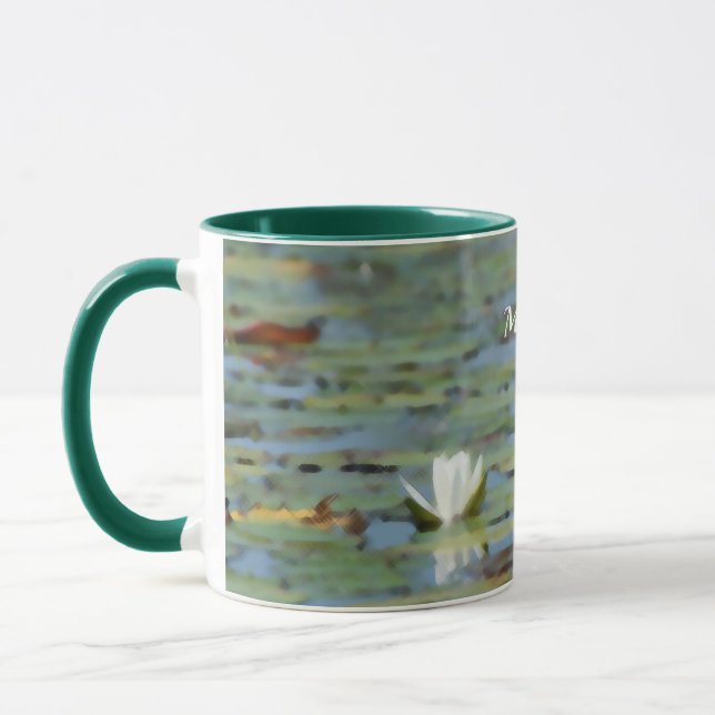 Caneca Lago Waterlily Fllower Watercolor Coffee Mug (Esquerda)