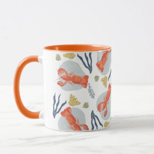 Caneca Lagosta Escorpião Marisco Sob o Padrão da Água