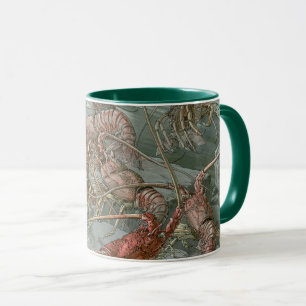 Caneca Lagostas no oceano, Vintage Art Nouveau