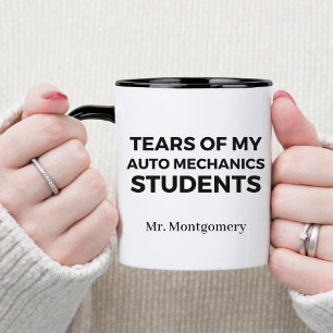 Caneca Lágrimas dos Meus Alunos de Mecânica de Automóveis