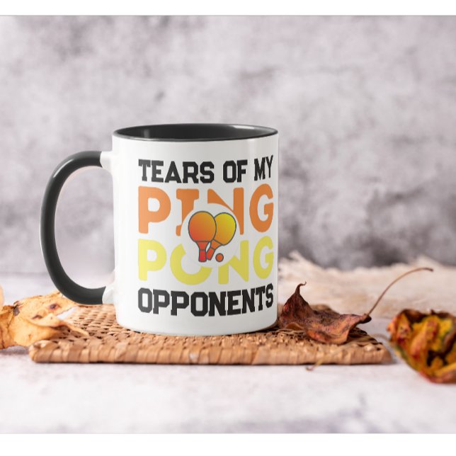 Caneca Lágrimas Dos Meus Opositores Ping Pong Texto Negra (tears of my opponents ping pong paddle)