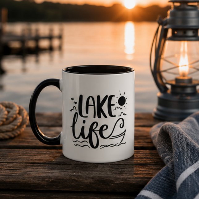 Caneca Lake Life Rustic Lake House Camper Cabin (Criador carregado)