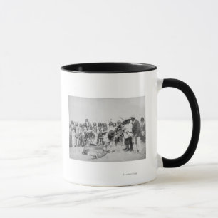 Caneca Lakota índios esfolando fotografia de gado