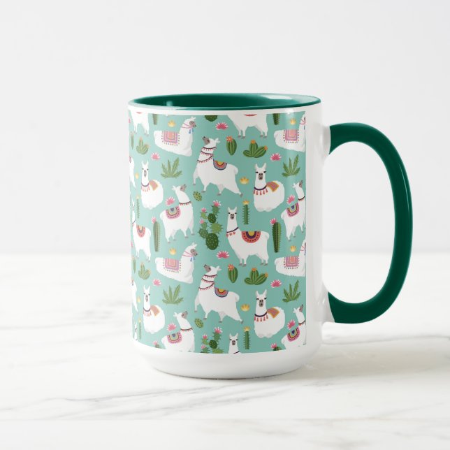 Caneca Lamas bonitos no teste padrão da cerceta (Direita)