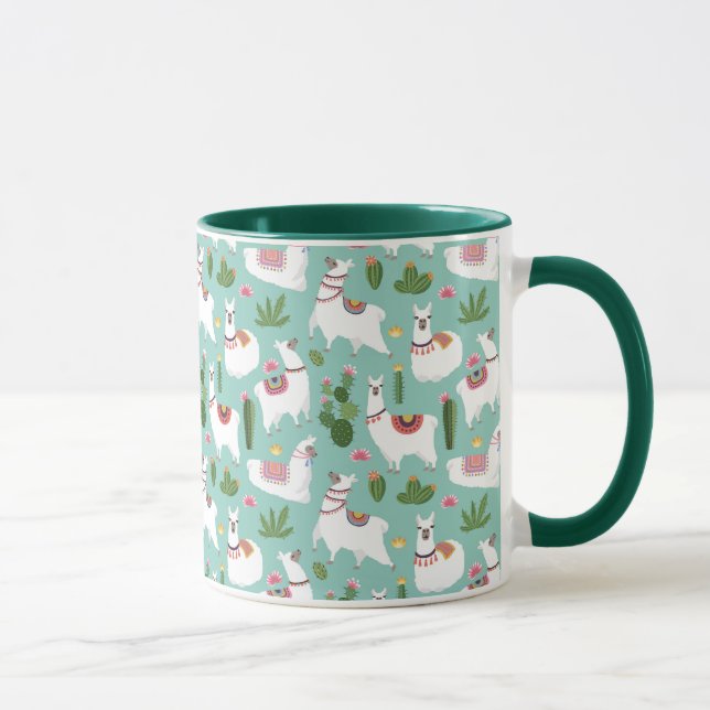 Caneca Lamas bonitos no teste padrão da cerceta (Direita)
