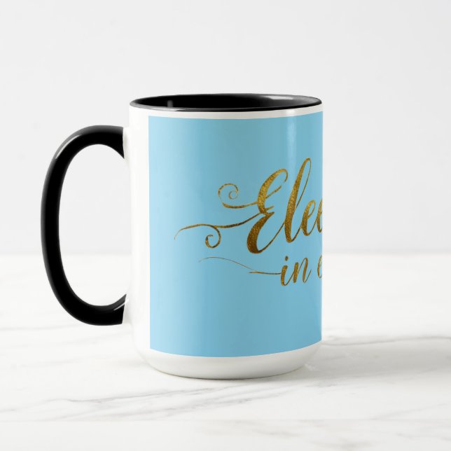 Caneca Lâmpada Elegante Azul e Dourada de Caligrafia - In (Esquerda)