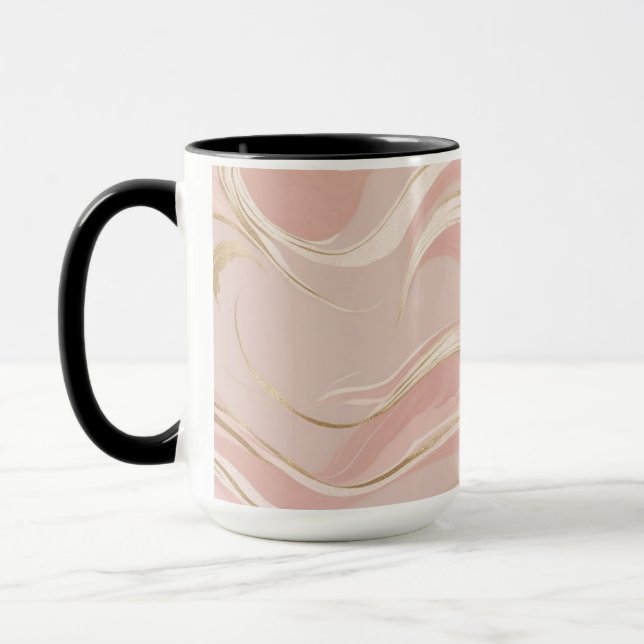 Caneca Lâmpada Rosa e Dourada Maçã-mármore - Elegante Min (Esquerda)