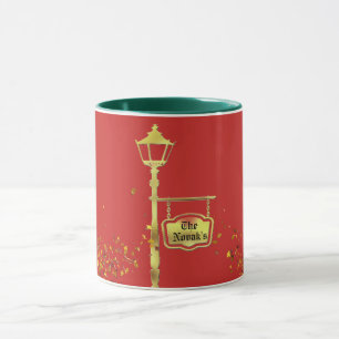 Caneca Lâmpada vitoriana Lantera postada dourado verde ve