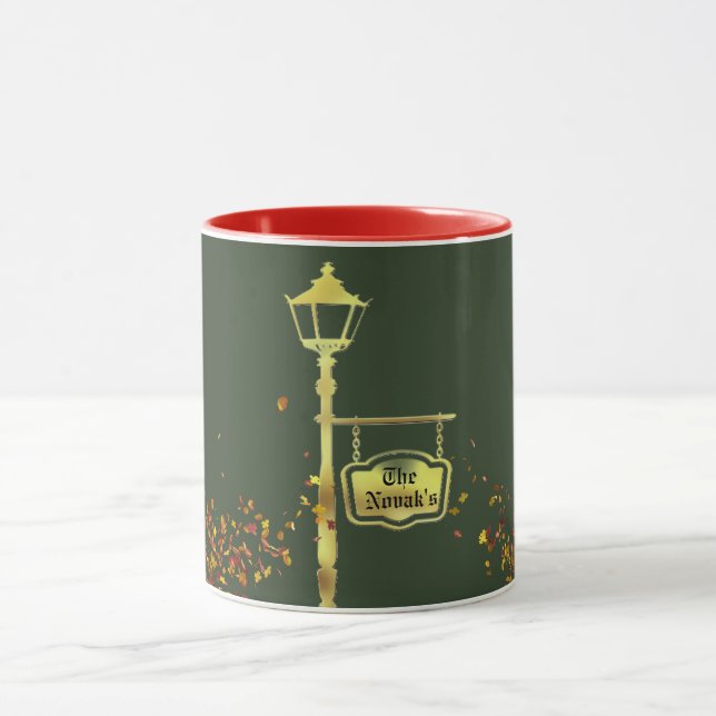 Caneca Lâmpada vitoriana posta lanterna verde inverno (Centro)