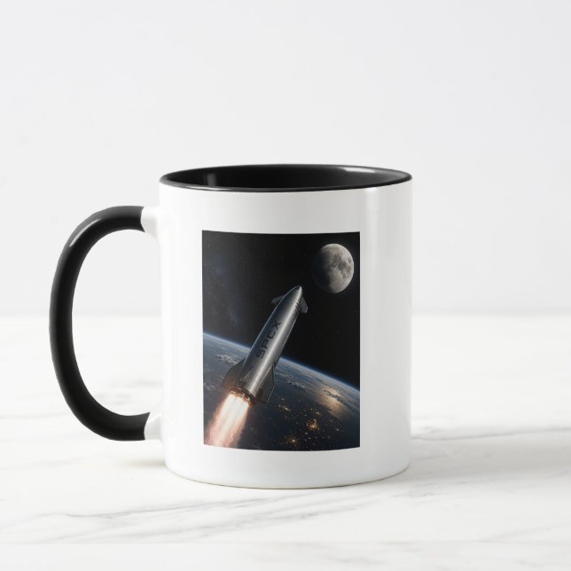 Caneca Lançamento da SpaceX Starship | Foguete Reutilizáv (Esquerda)