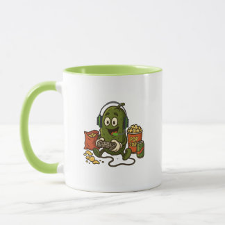Caneca Lanche de Pepino Divertido para Gamer Desenho de V