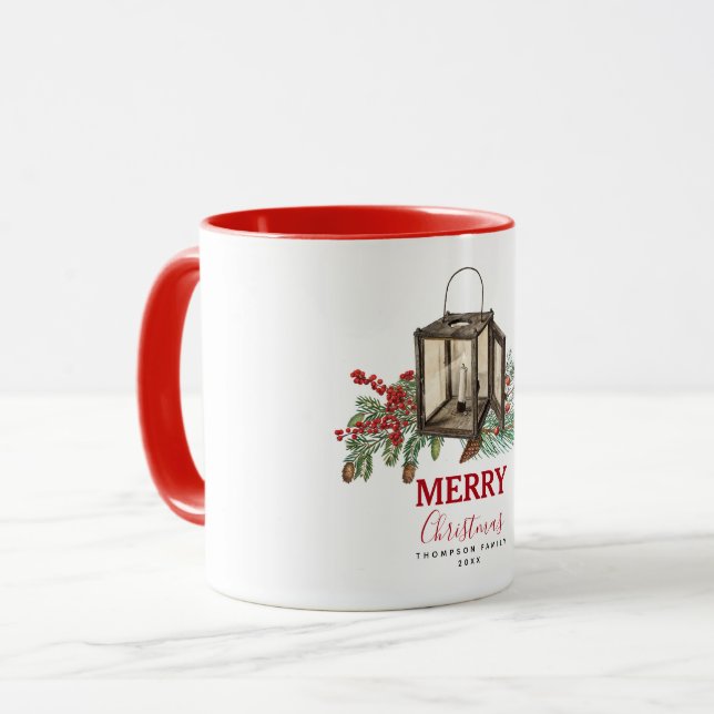 Caneca Lanterna Pine de Natal Russo Berries (Frente Esquerda)