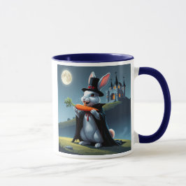 Caneca Lapin vampire mignon sous la lune avec une carotte