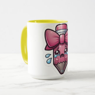 Caneca Lápis Triste Fofo com Adesivo de Corte em Forma de