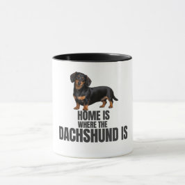 Caneca Lar é Onde Está o Café Black & Tan Dachshund
