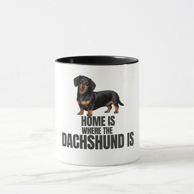 Caneca Lar é Onde Está o Café Black & Tan Dachshund  (Centro)
