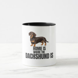Caneca Lar é Onde Está o Chocolate e o Dachshund Marrom