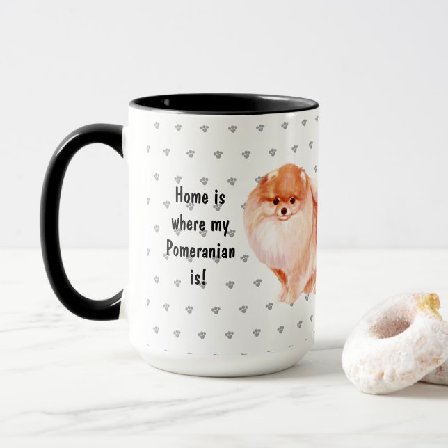 Caneca Lar É Onde Meu Pomeraniano É Um Pai De Cachorro (Com Donut)