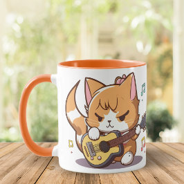 Caneca Laranja-Cachorro Tocando Violão