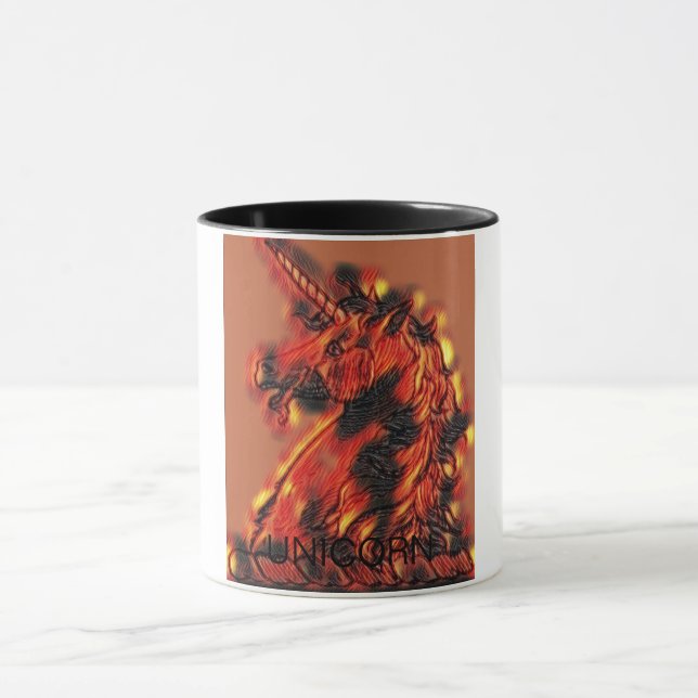 Caneca Laranja Chama Fogo Unicórnio Cavalo Mágico (Centro)