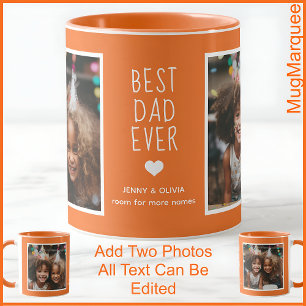 Caneca Laranja com Foto e Nomes Personalizados par