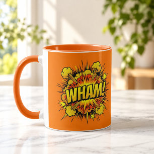 Caneca Laranja Combo de Quadrinhos WHAM em Pop Art