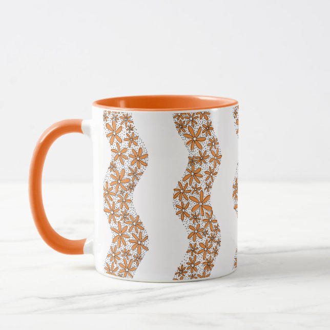 Caneca Laranja de Flor Cinzento (Esquerda)