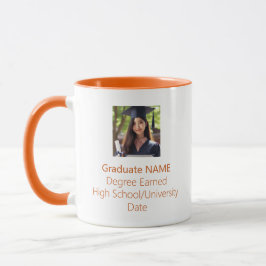 Caneca Laranja de Graduação de Fotos de Formando Personal