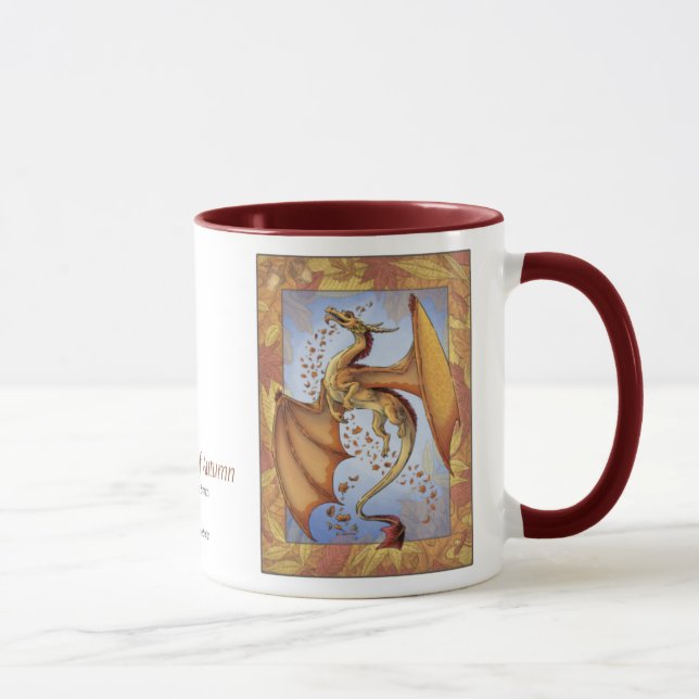 Caneca Laranja Dragão de Autumn Nature Fantasy Art (Direita)