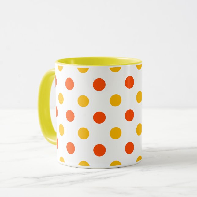 Caneca Laranja e Amarelo Bolinhas Branco  (Frente Esquerda)