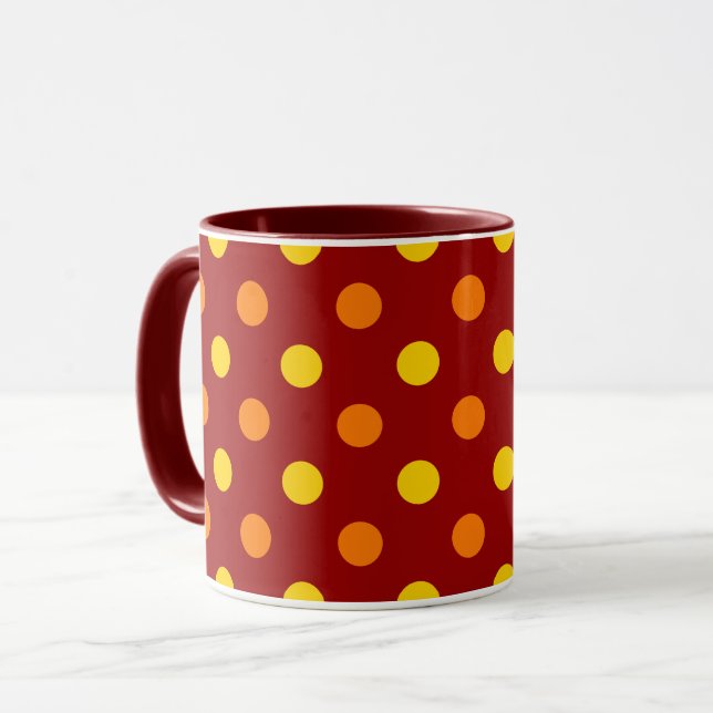 Caneca Laranja e Amarelo Bolinhas em Vermelho (Frente Esquerda)