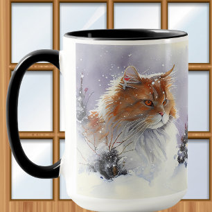 Caneca Laranja E Maine Branca Comprimidos Por Gato De Caf