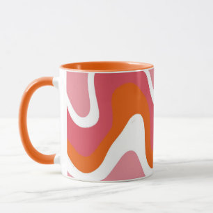 Caneca Laranja e Rosa Ondulado Retro Groovy