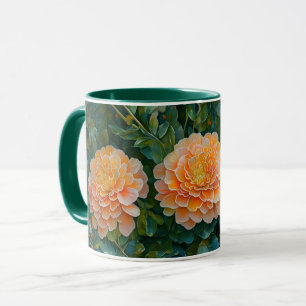Caneca Laranja Flores Mãe Copo de Arte Jardim
