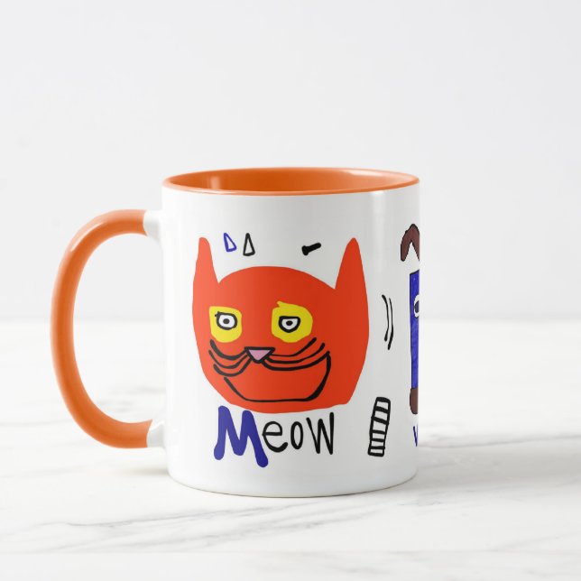 Caneca Laranja Miau Au Au (Esquerda)