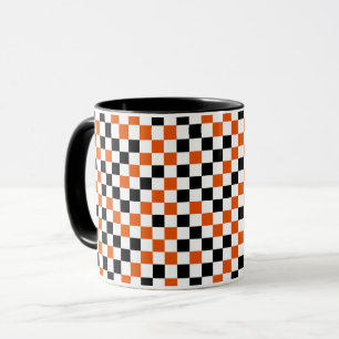 Caneca Laranja Preto e Branco Xadrez