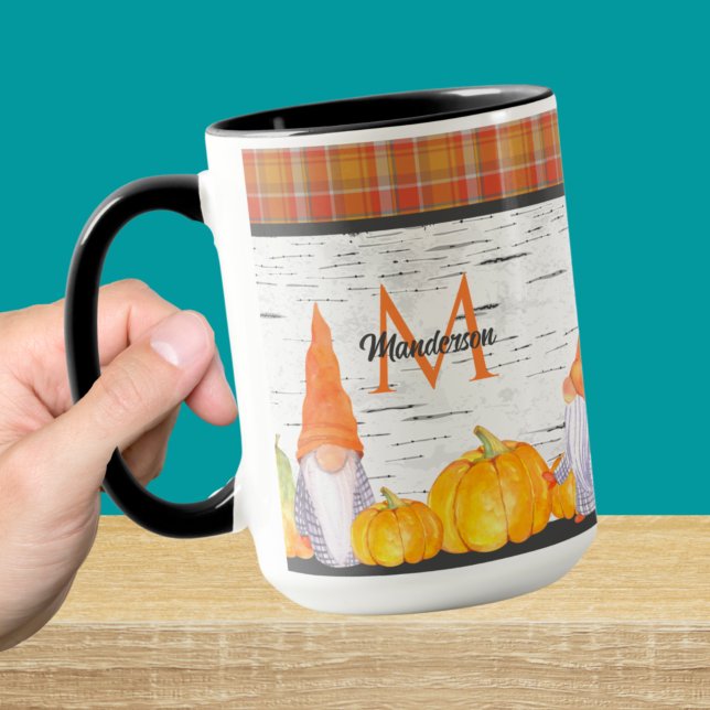 Caneca Laranja Pumpkin Gnomos Casa Queda Xadrez (Criador carregado)