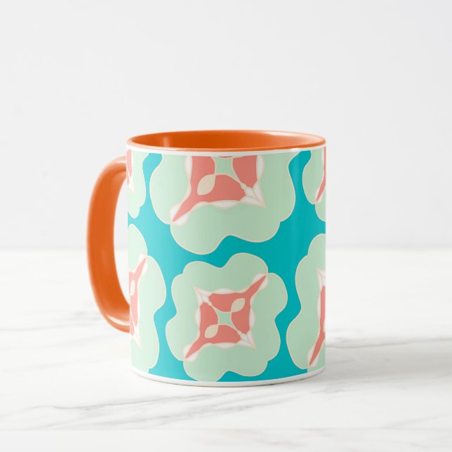 Caneca Laranja teal moderna geométrica (Frente Esquerda)